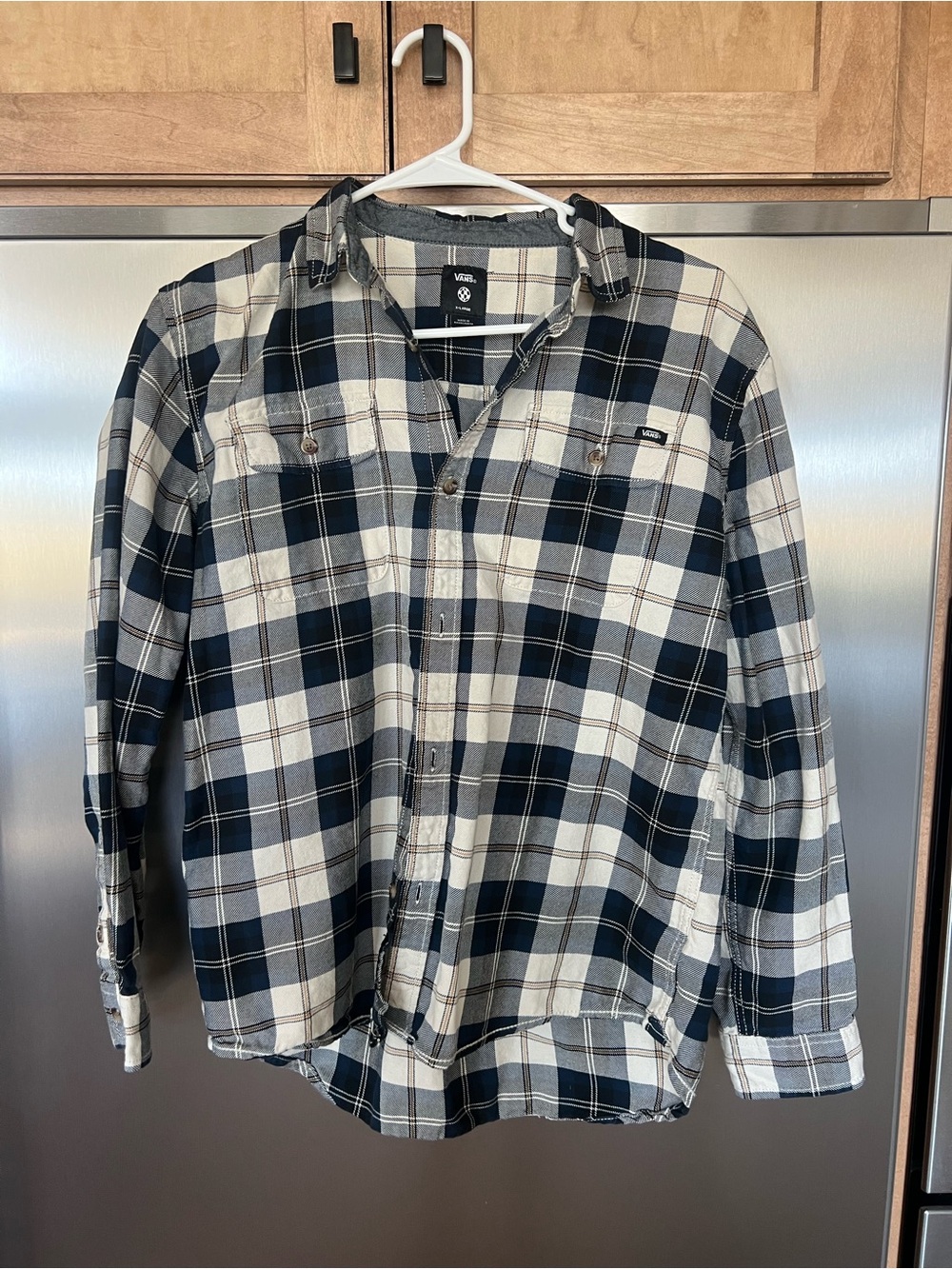 Vans Men's Navy & White Plaid Button-Up Shirt